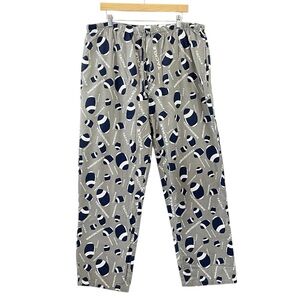 Cozycorner Mens‎ XL Football Pattern Cotton Pajama Pants Pockets Gray Pull On
